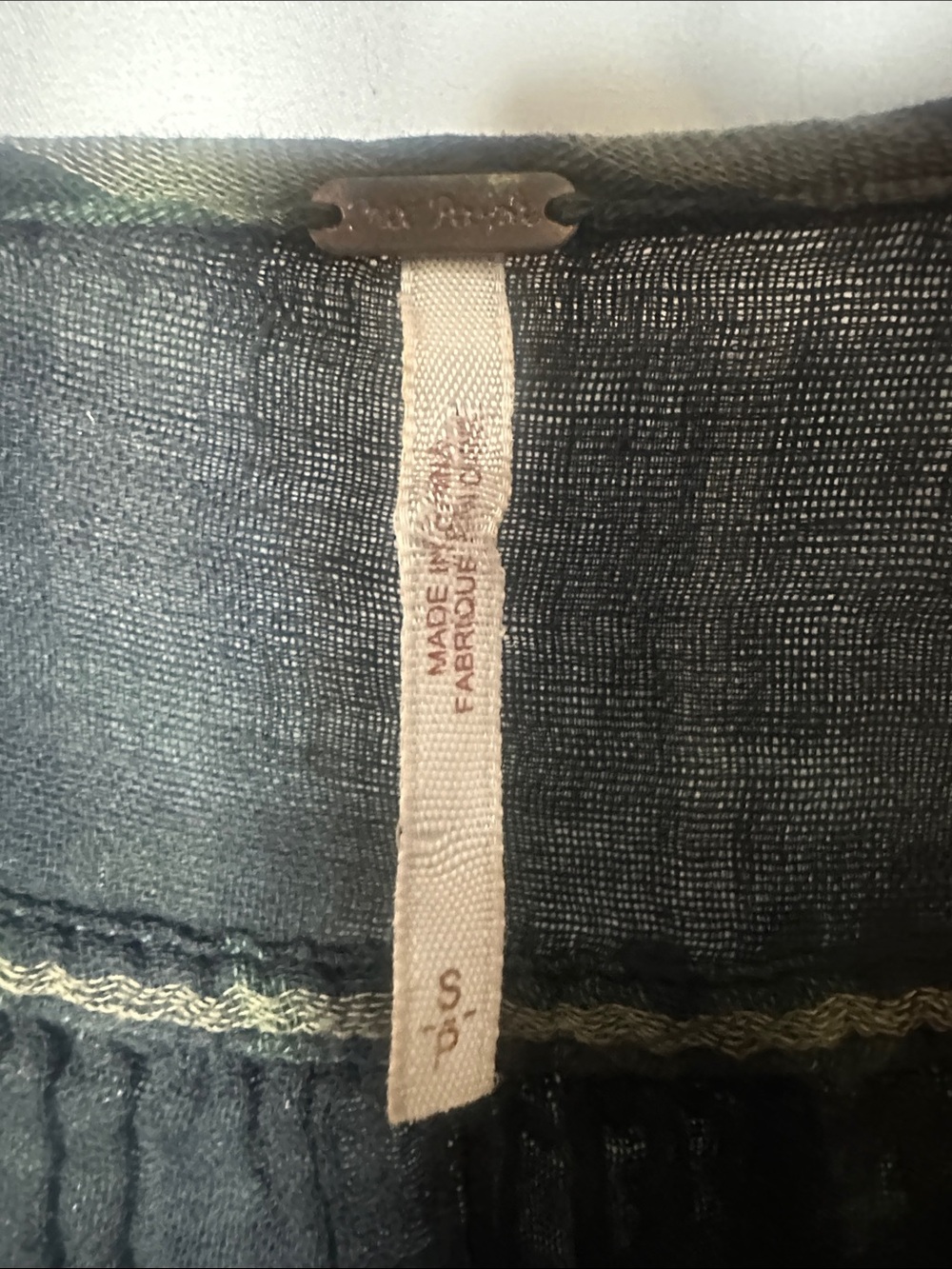 Free People Olive and Black Plaid Button-Front Tunic - Picture 2 of 8